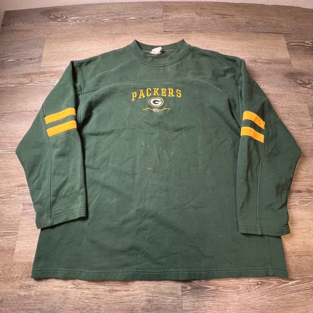 NFL Green Bay Packers Sweatshirt Mens XL Green Gold Embroidered Pullover Vintage